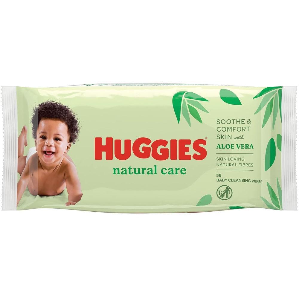 Huggies Natural Care Baby Wipes Single Pack (Total 56 Wipes) Aloe Vera Wet Wipes with Natural Fragrance, Hypoallergenic, Alcohol Free