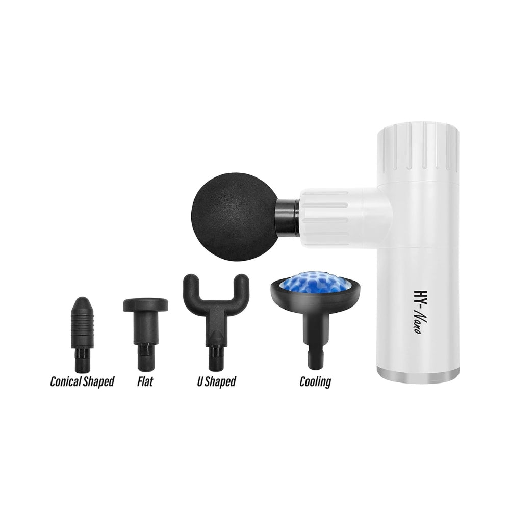 Hy-Impact Nano Cordless Muscle Massager – Professional Massage Gun, Five Interchangeable Massage Heads, Pocket-Sized And Lightweight, Four Intensity Speeds For Fast Recovery from Fatigue & Soreness