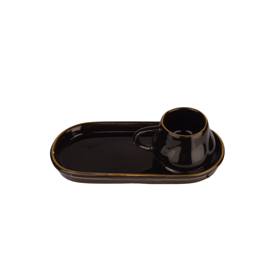 Is_Ka Home Coffee Cup And Special Plate (Black)