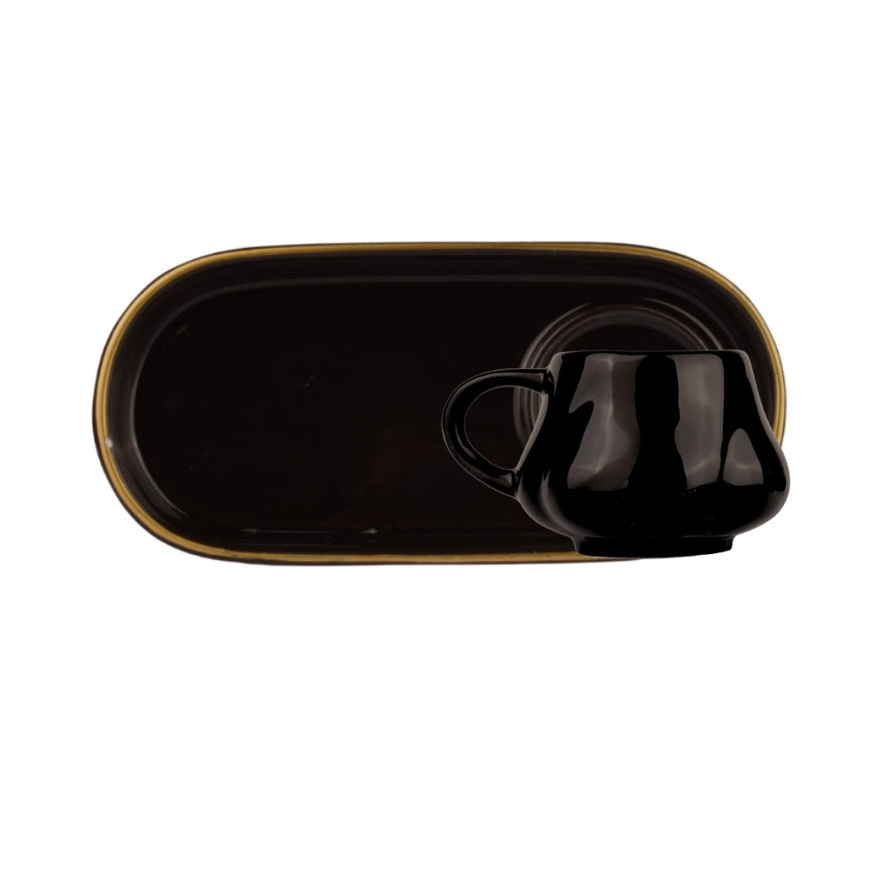 Is_Ka Home Coffee Cup And Special Plate (Black)