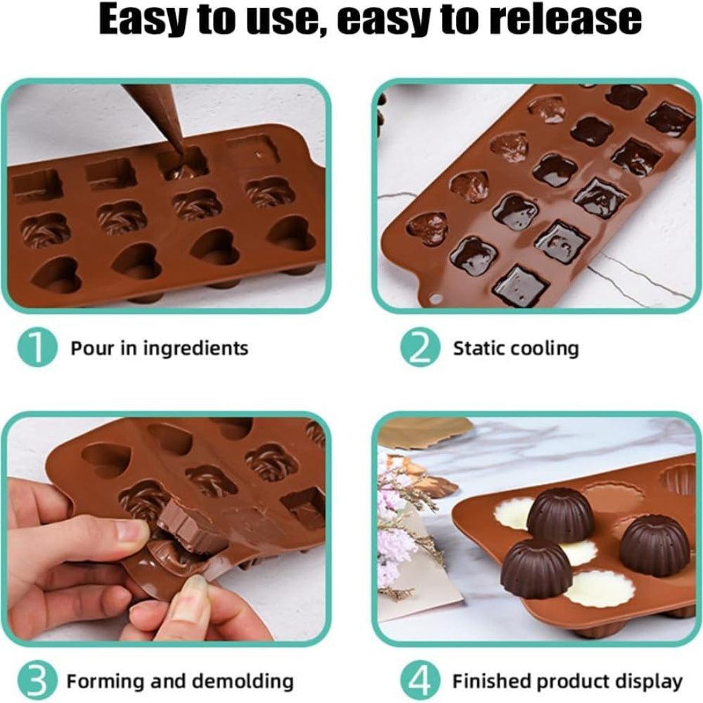 Identical Shape Baking Chocolate Mold - Non-Stick Candy Molds, Food Grade Silicone Chocolate Bar for Baking Cake Decoration, Fudge, Ice