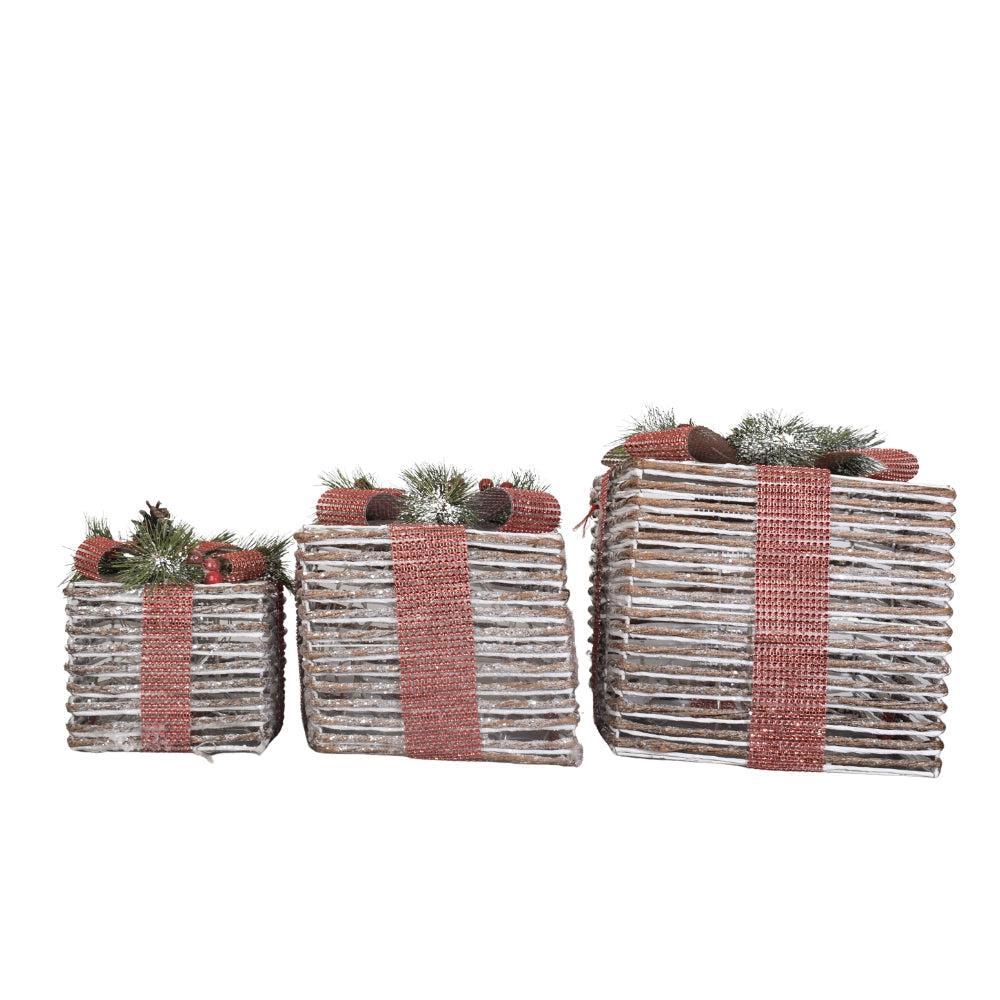 Illuminated Decorative Christmas Gift Boxes (Set of 3)