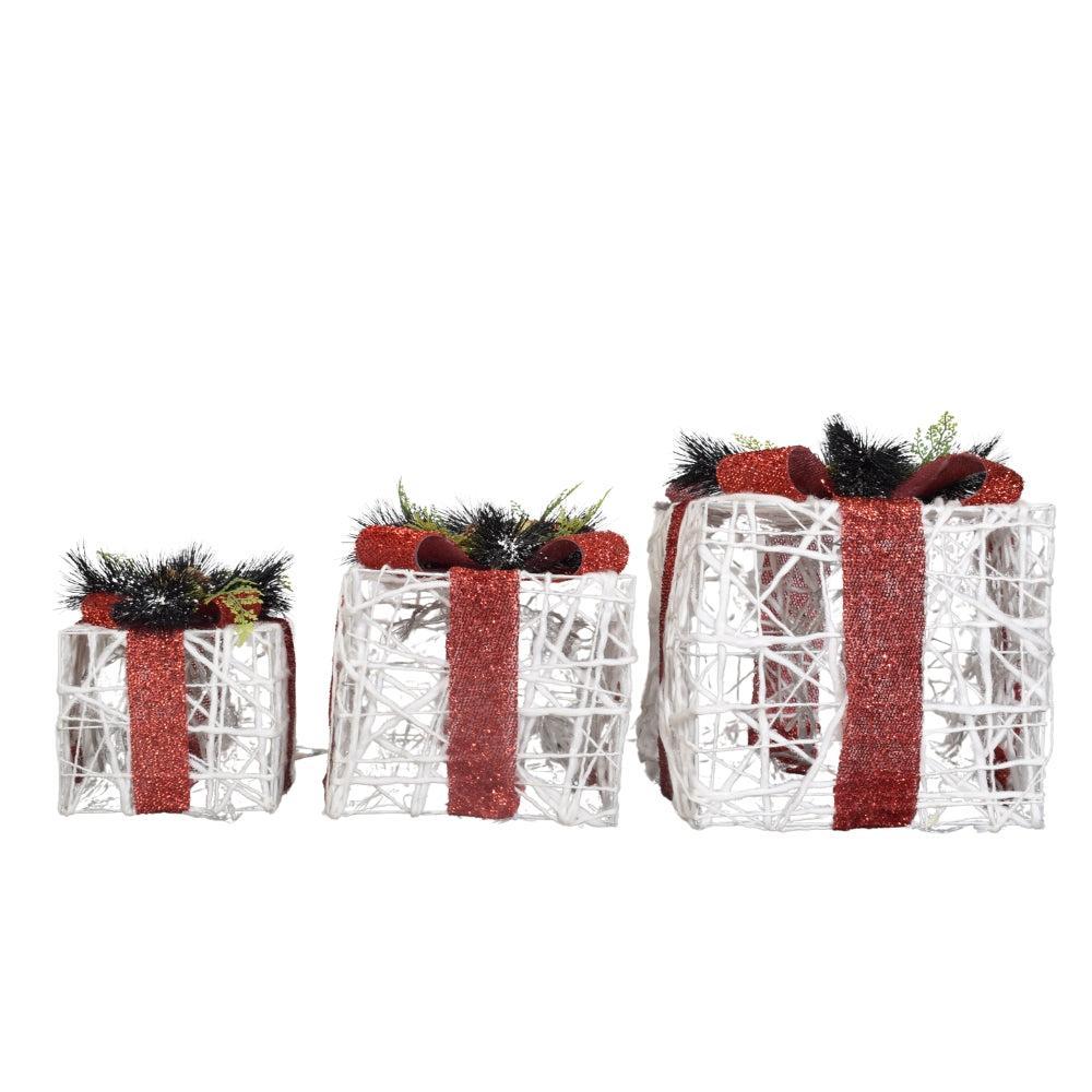 Illuminated Decorative Christmas Gift Boxes (Set of 3)