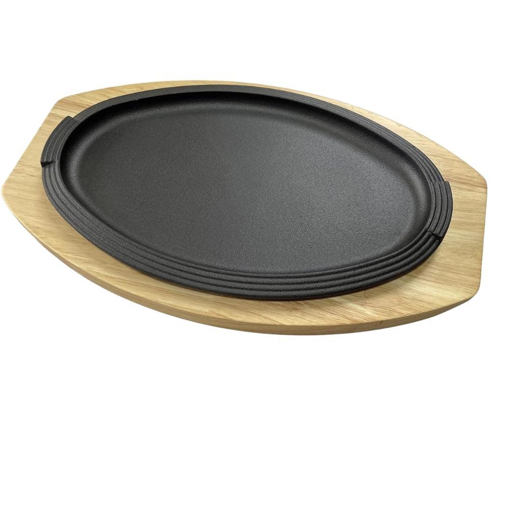 Ilsa Cast Iron Enamelled Serving Plate with Plywood Tray