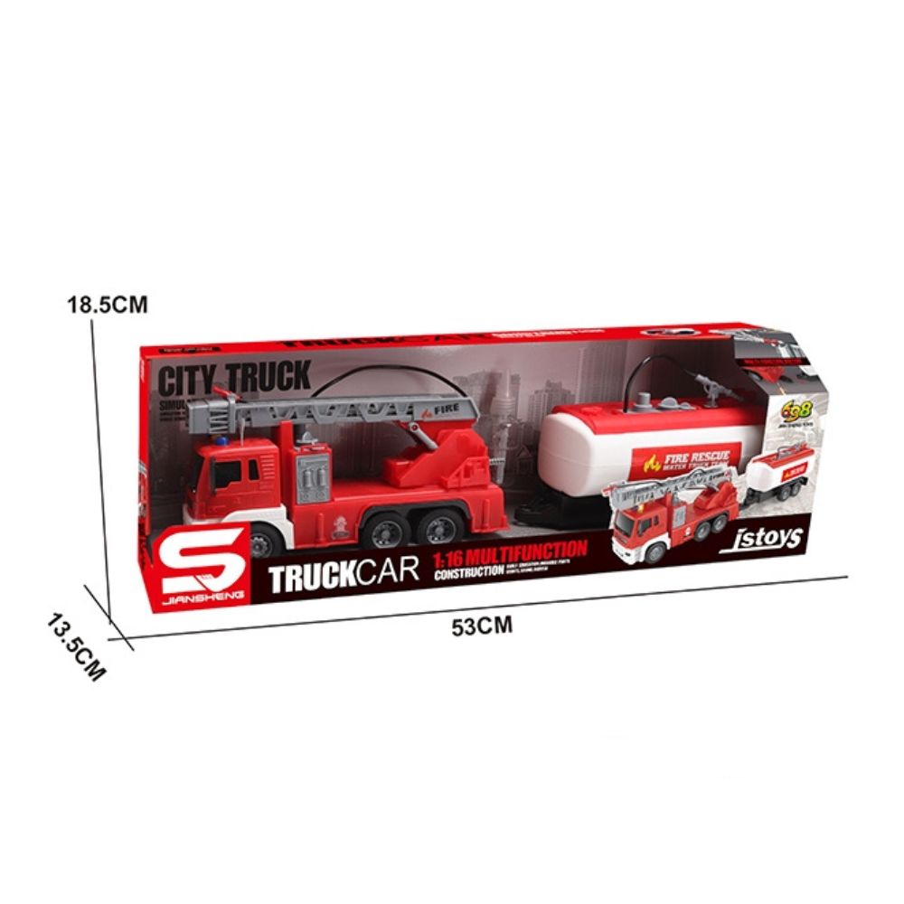 Inertia ladder fire truck towing fire water tank (with lighting and music+water spray)