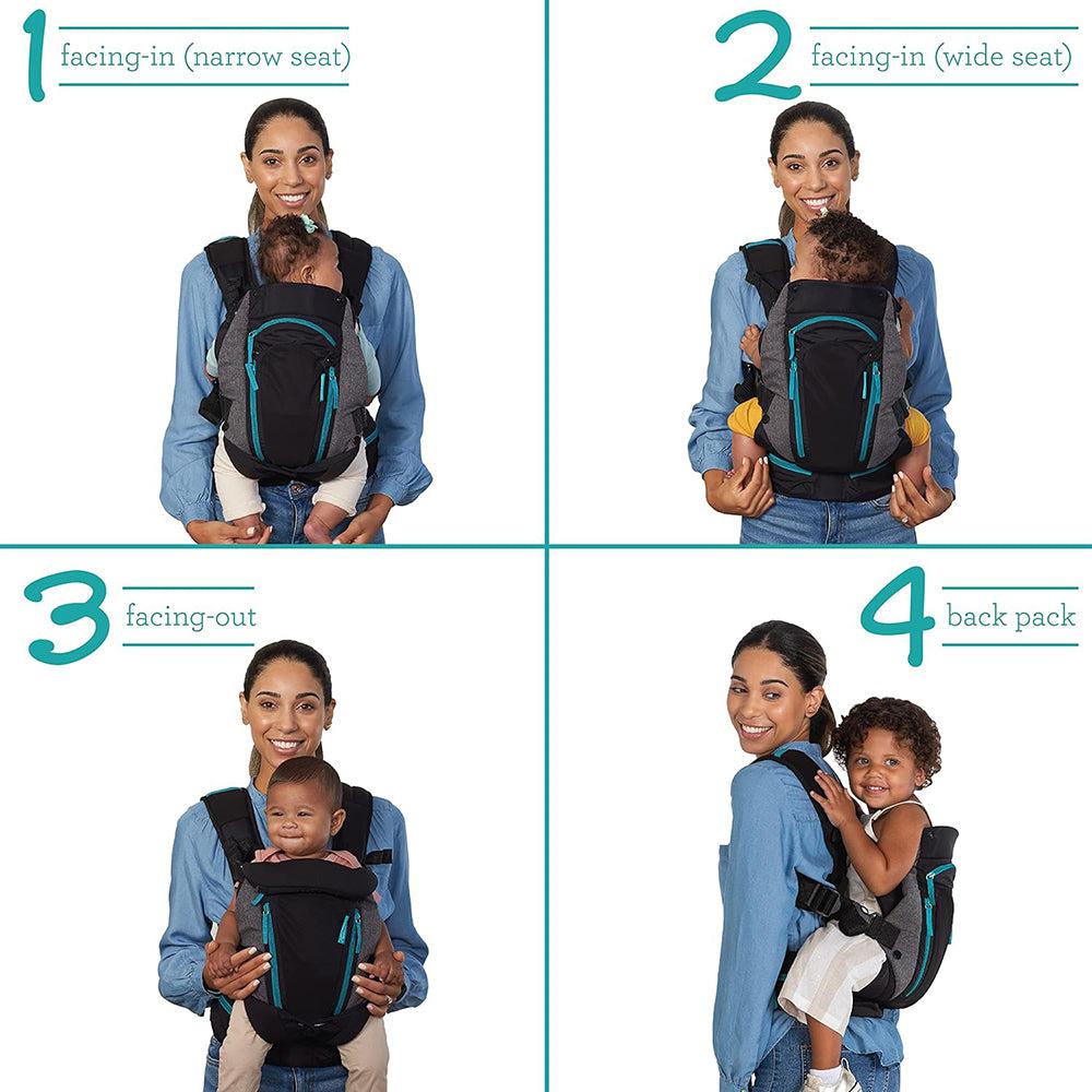 Infantino Carry-on Multi Pocket Ergonomic Baby Carrier-4-Position, 3.6-18.1kgs-Black