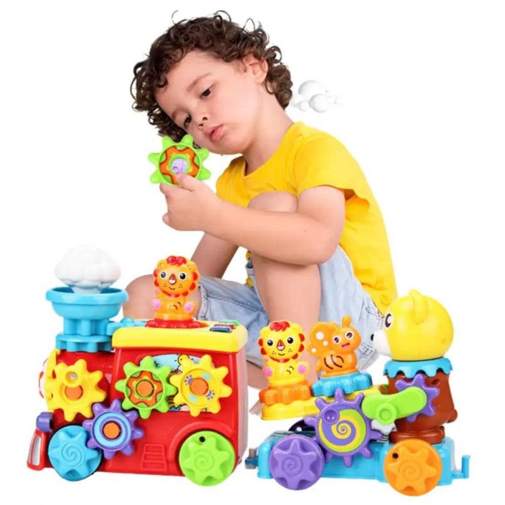 Interactive Musical Train For Toddlers Teddy Bear Gears Colorful