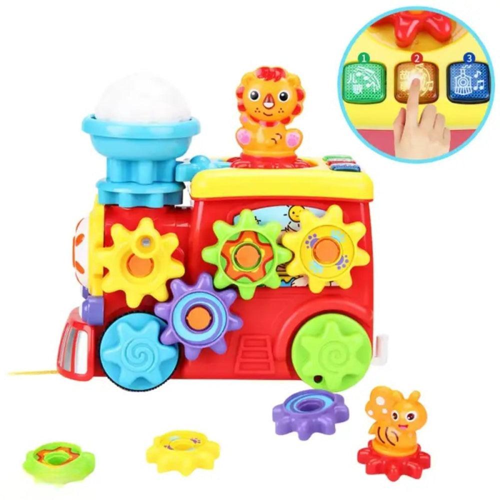 Interactive Musical Train For Toddlers Teddy Bear Gears Colorful