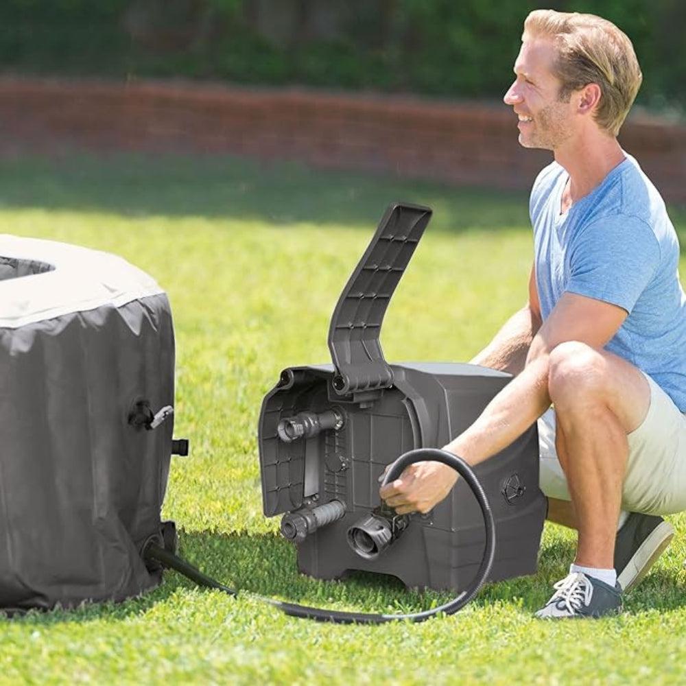 Intex PureSpa 4 Person Fiber-Tech Construction Portable Octagonal Inflatable Outdoor Backyard Hot Tub Spa with 120 Bubble Jets