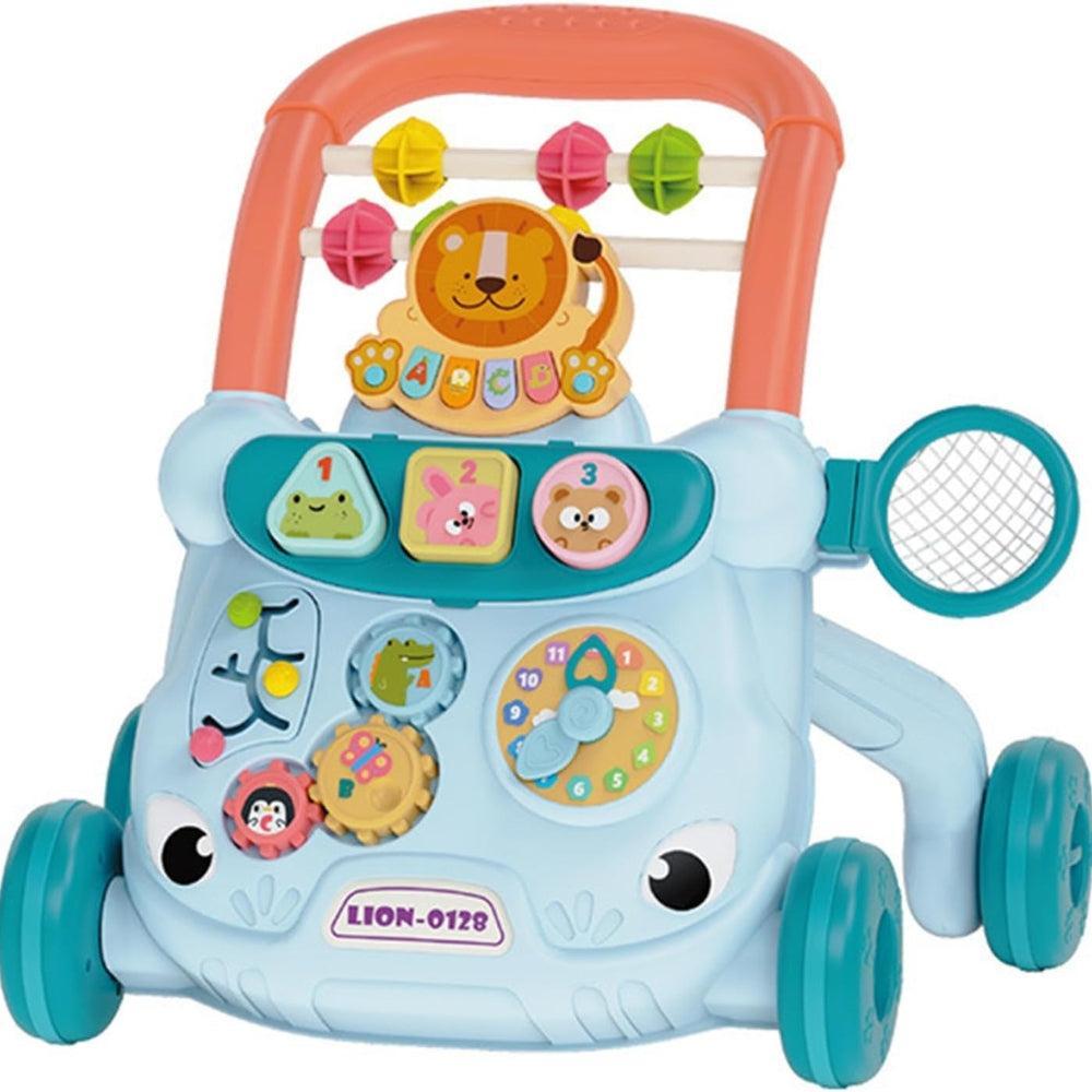 IoF Sit-to-Learn Foldable Baby Walker - Baby Walker with Learning Toys-Lion-Themed Blue