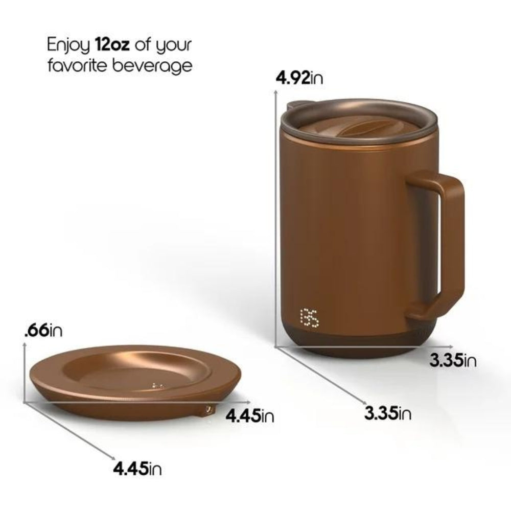 IonMug & Charging Coaster - Stainless Steel Self Heating Coffee Mug with Lid.
