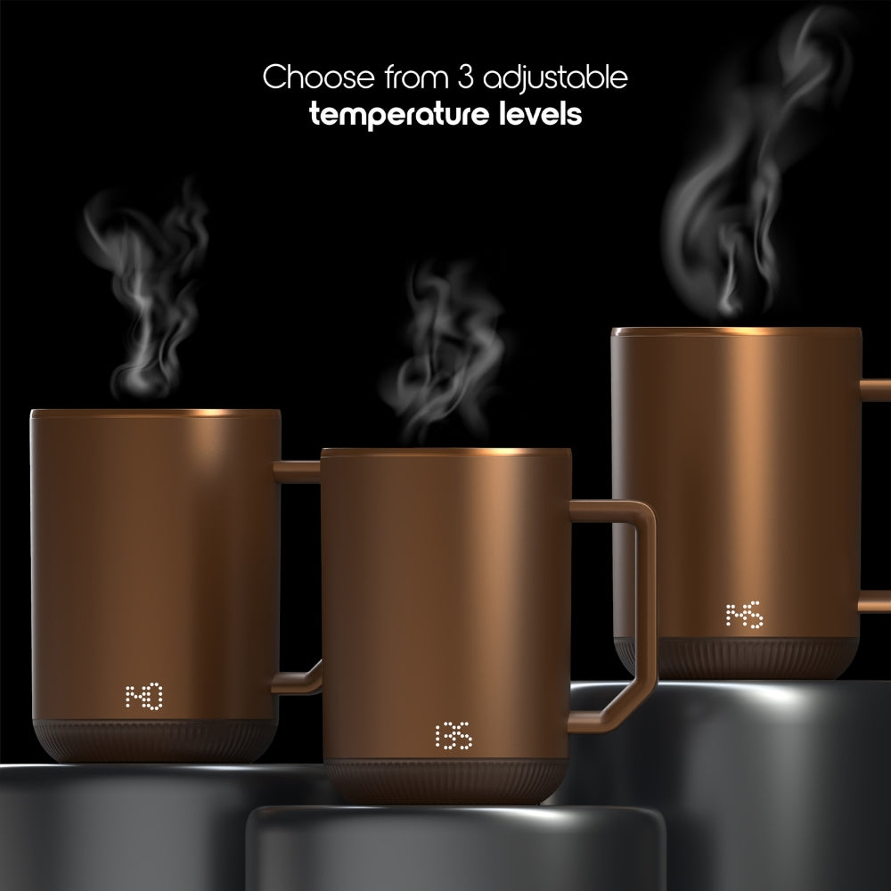 IonMug & Charging Coaster - Stainless Steel Self Heating Coffee Mug with Lid.