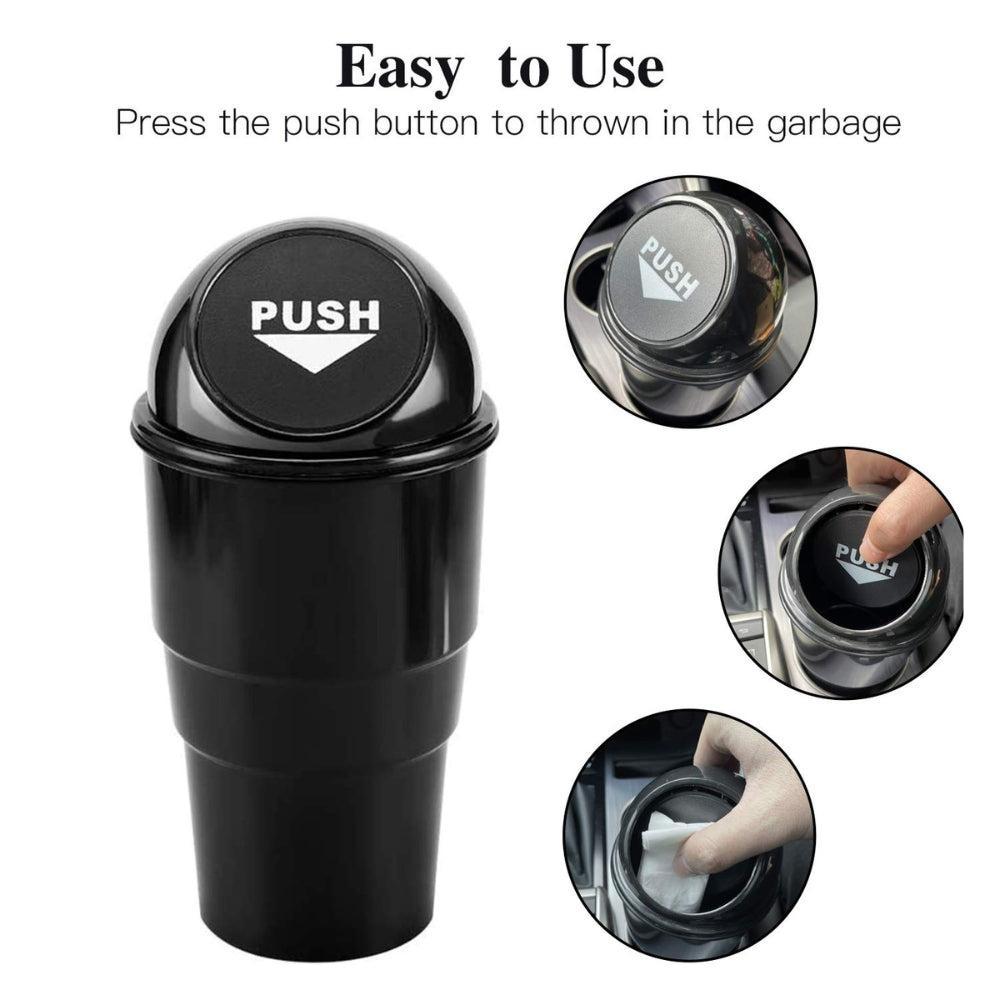 JUSTTOP Mini Car Trash Can, Small Automatic Portable Trash Can with Lid, for Car Home Office (Black)