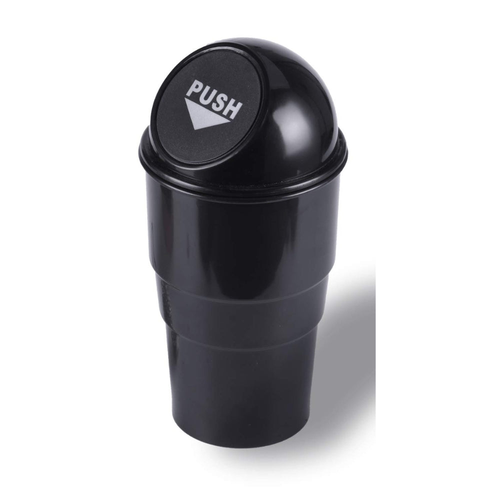 JUSTTOP Mini Car Trash Can, Small Automatic Portable Trash Can with Lid, for Car Home Office (Black)