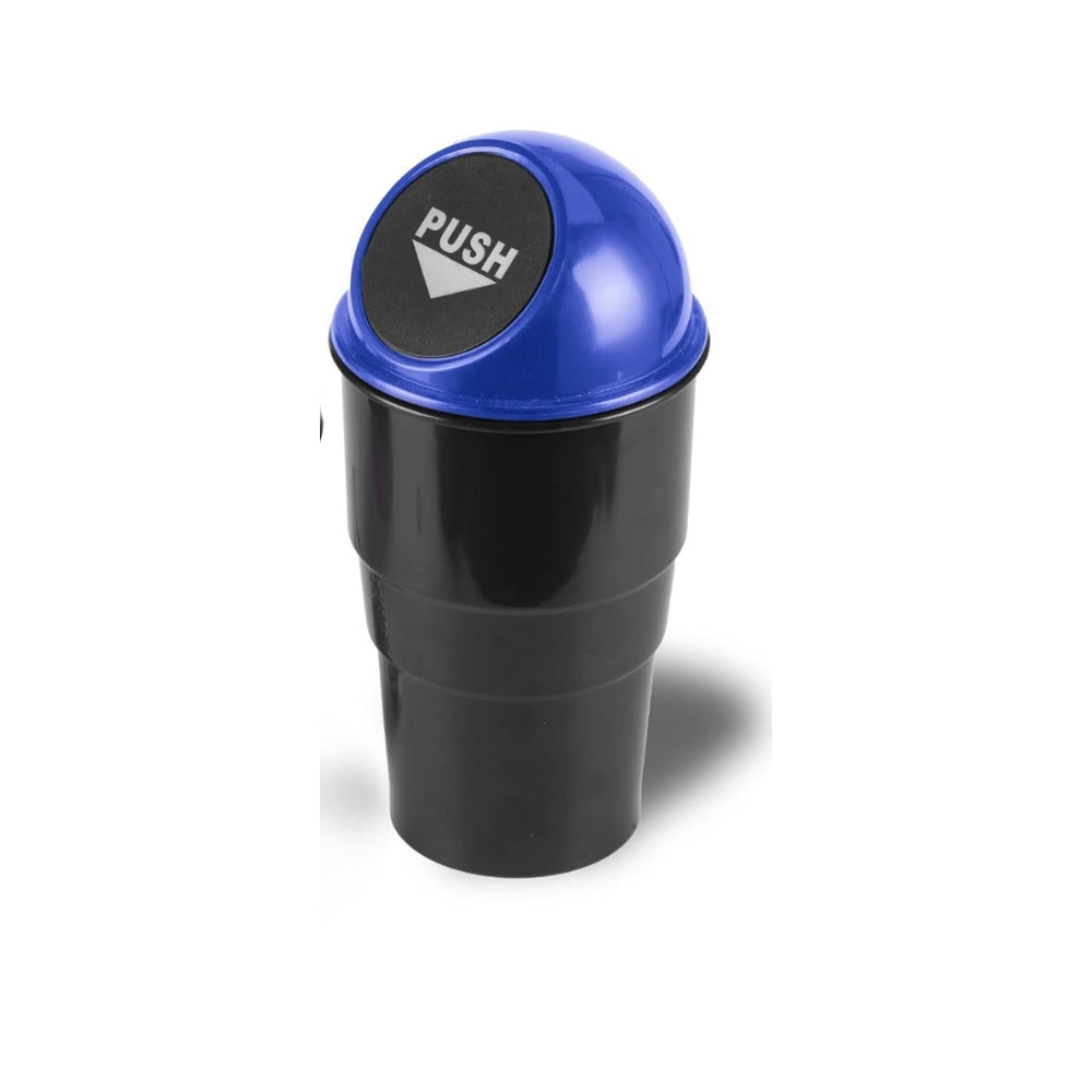 JUSTTOP Mini Car Trash Can, Small Automatic Portable Trash Can with Lid, for Car Home Office (Blue)