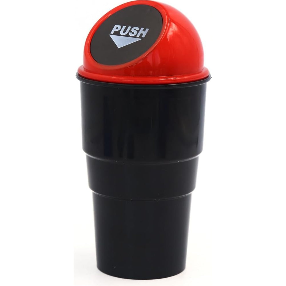 JUSTTOP Mini Car Trash Can, Small Automatic Portable Trash Can with Lid, for Car Home Office (Red)