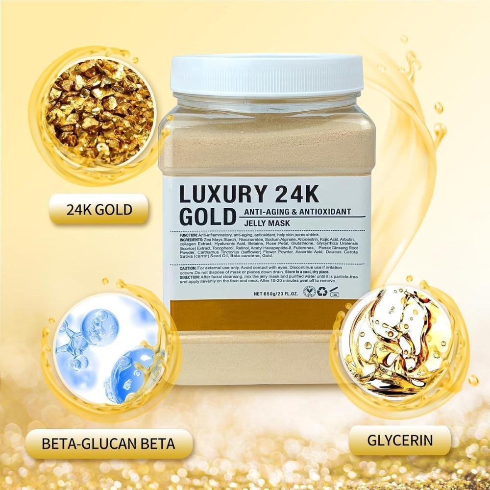 Jelly Mask Powder for Facials, Hydrating & Moisturizing Jelly Face Mask Skin Care Luxury 24K Gold