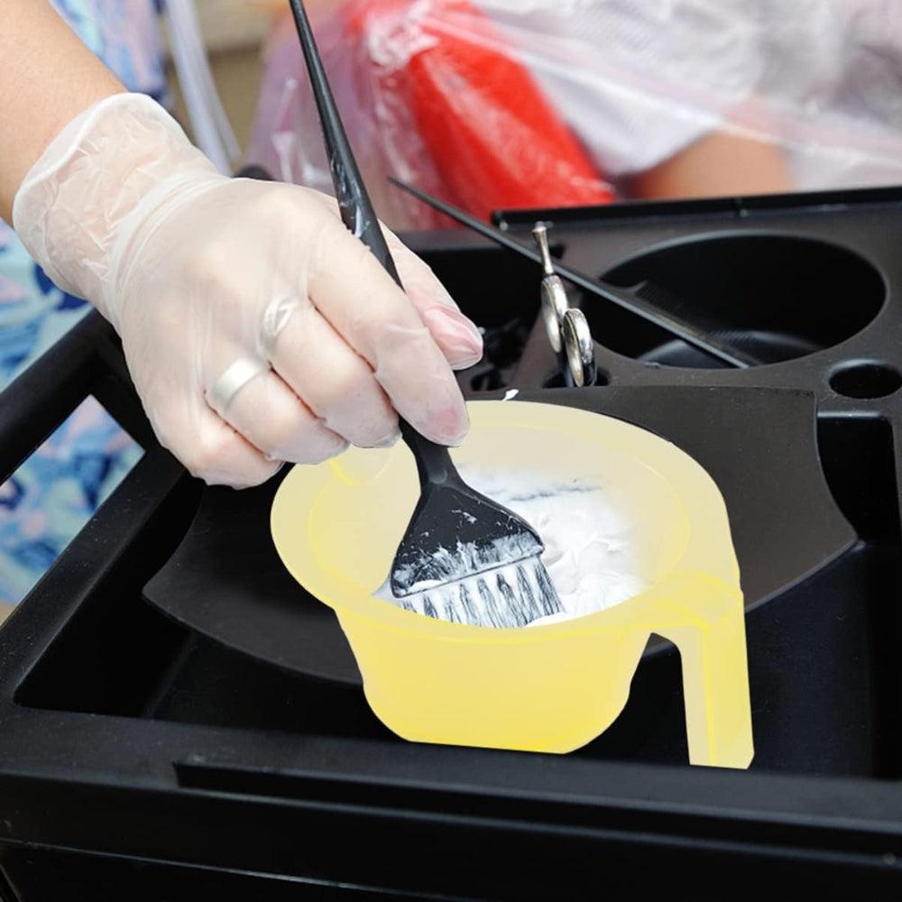 Kallory Hair Color Mixing Bowl 3 Pcs Plastic Hair Dye Bowl With Handle Color Mixing Tint Bowl Hair Color Mixing Tool For Salon Hairdressing Yellow