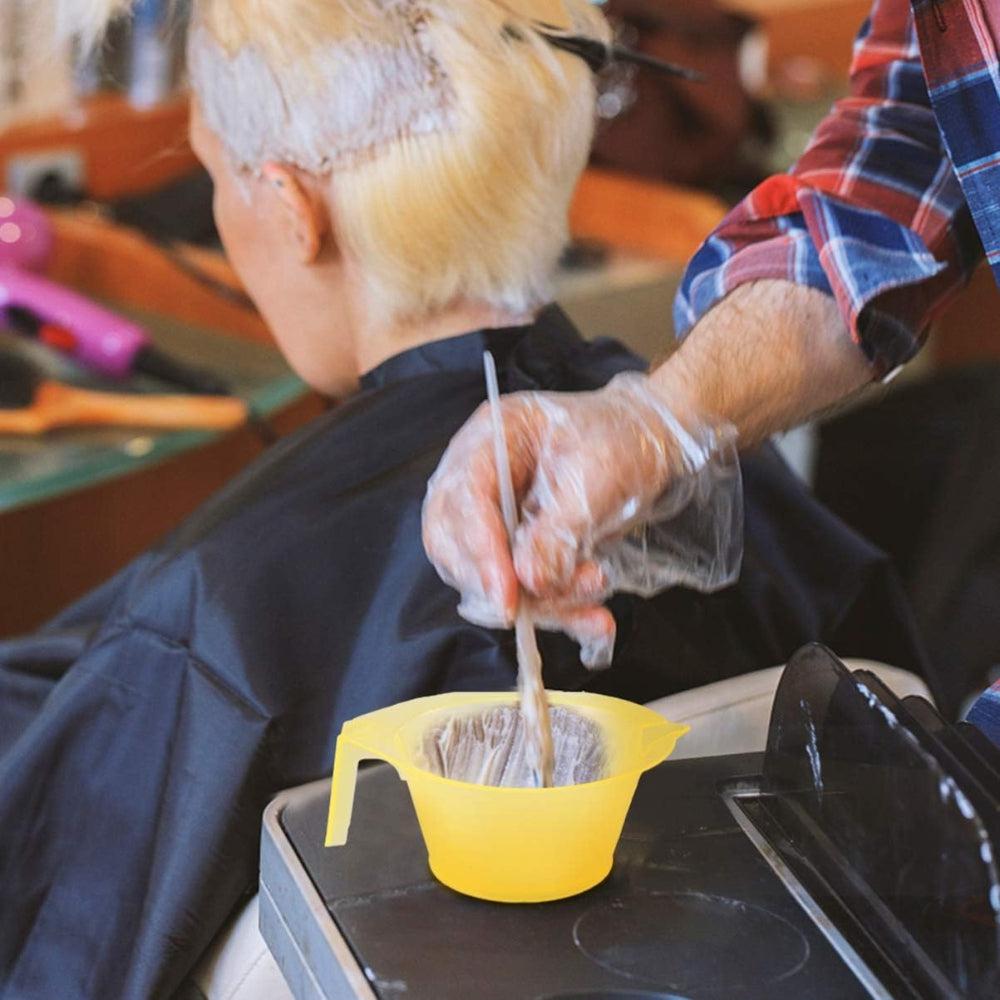 Kallory Hair Color Mixing Bowl 3 Pcs Plastic Hair Dye Bowl With Handle Color Mixing Tint Bowl Hair Color Mixing Tool For Salon Hairdressing Yellow