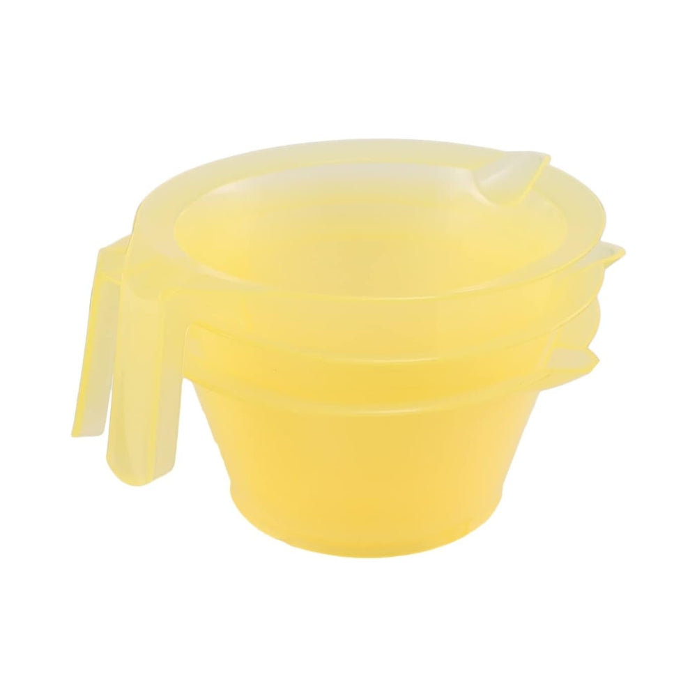 Kallory Hair Color Mixing Bowl 3 Pcs Plastic Hair Dye Bowl With Handle Color Mixing Tint Bowl Hair Color Mixing Tool For Salon Hairdressing Yellow