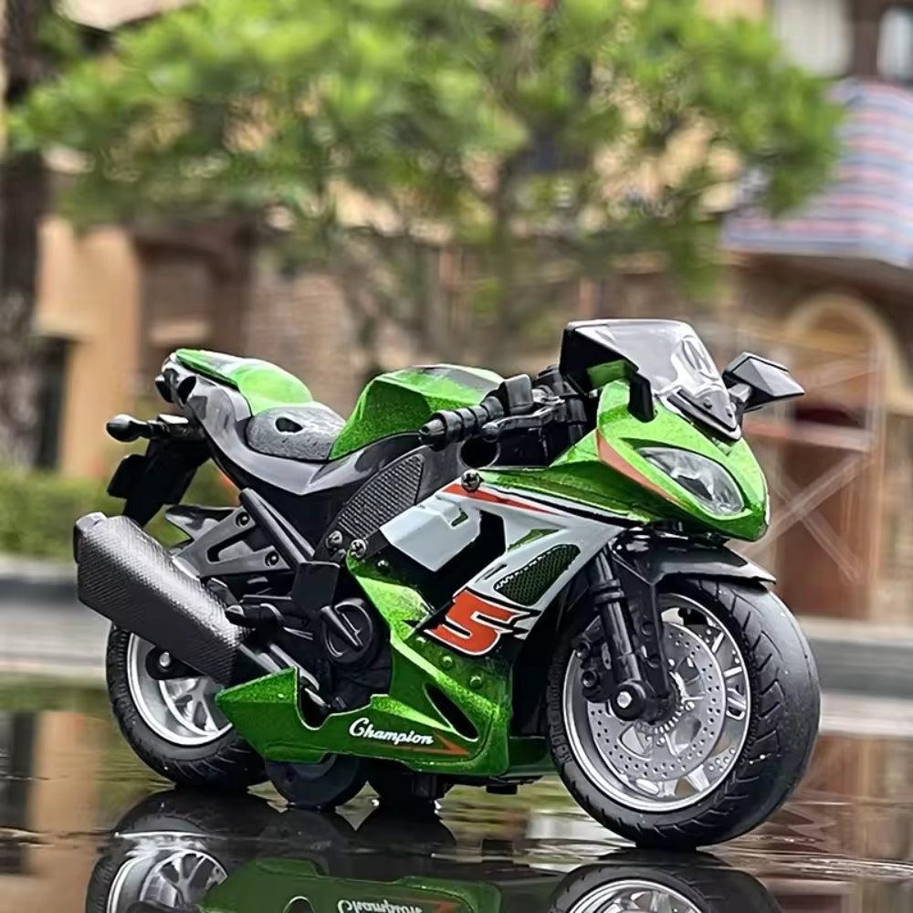 Kawasaki Ninja Racing Motorcycle Diecast Simulation Toy Motorcycle Model Sound Light Collection Kids Gift