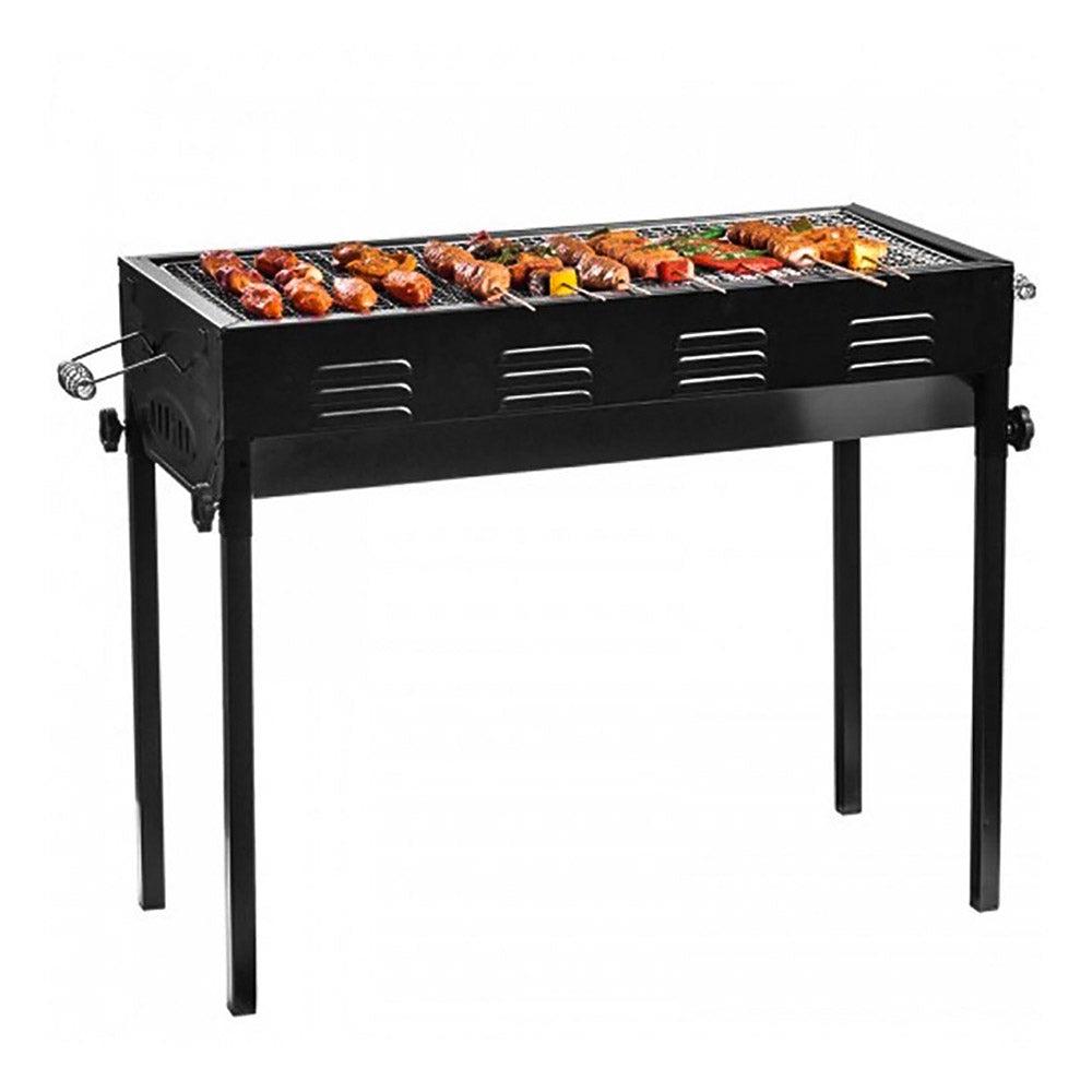 Kebab Charcoal Grill Outdoor Portable Thickening Barbecue Home 3-5 People Barbecue Rack Wild Black & Silver