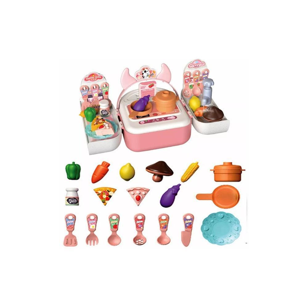 Kids 2 in 1 Cooking Stove Utensil Set & Bagpack Kitchen Food Pretend Playset Toy