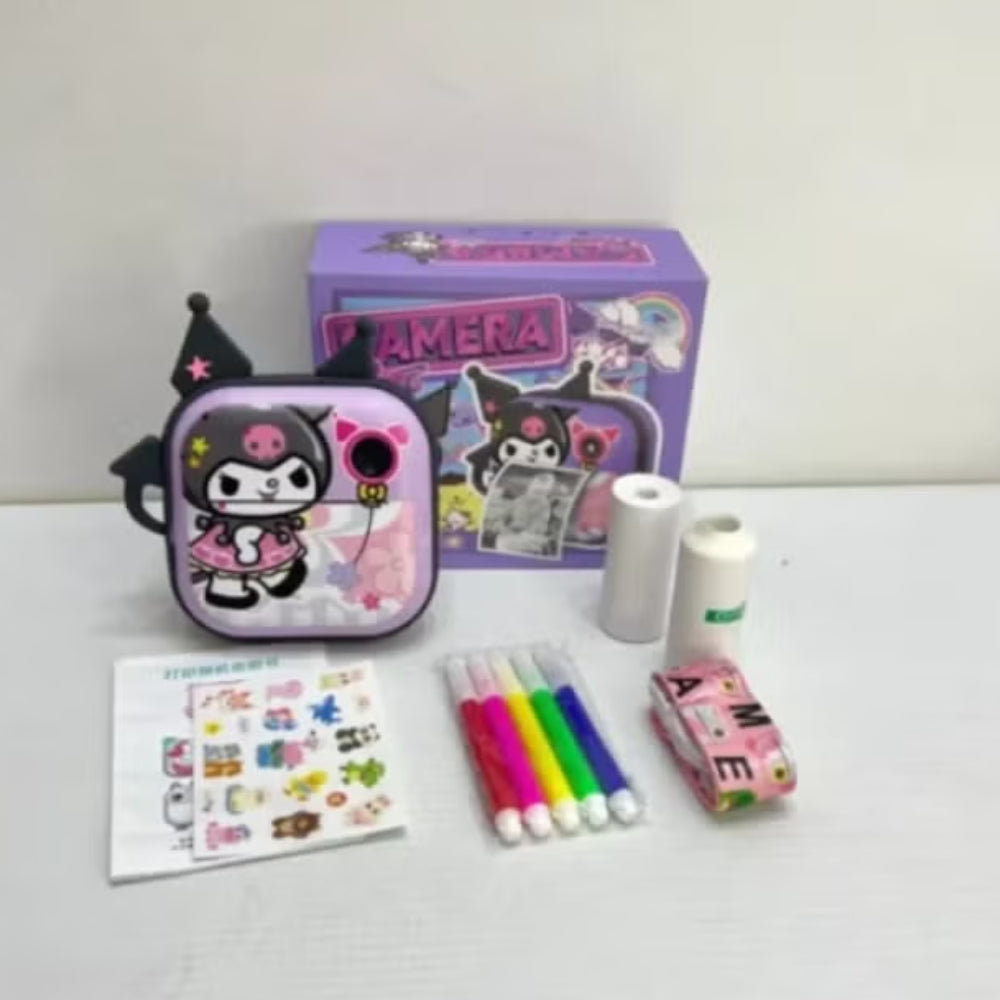 Kids Camera Instant Print With Mini Carton Camera 2.4 Inch IPS 180° Flip Screen Photography Camera for Girls