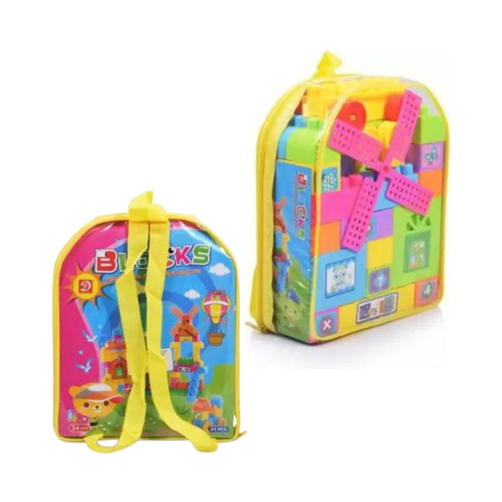 Kidzian Bag Style Education Block Set For Kids - 41 Pcs Puzzle Blocks (Multicolor)