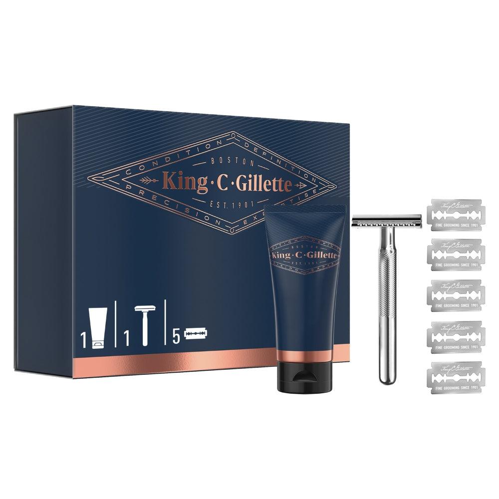 King C Gillette Styling Set ( Transparent Shave Set & Double Edge Razor & Double Edge Razor Blades )