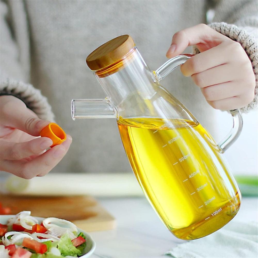 Kitchen Cooking Transparent Glass Oil Bottle with High Heat Resistance Scale High Borosilicate Kitchen Supplies Soy Sauce Vinegar Container Oil Bottles