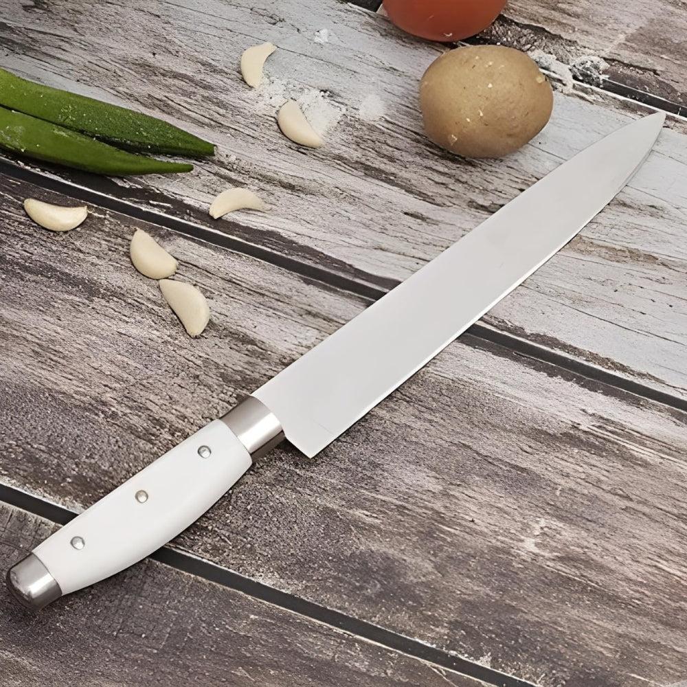 Kitchen Knife, Stainless Steel Swiss Made Vegetable Cutting and Chopping Knife, Straight Edge, 17 cm, Pearl White