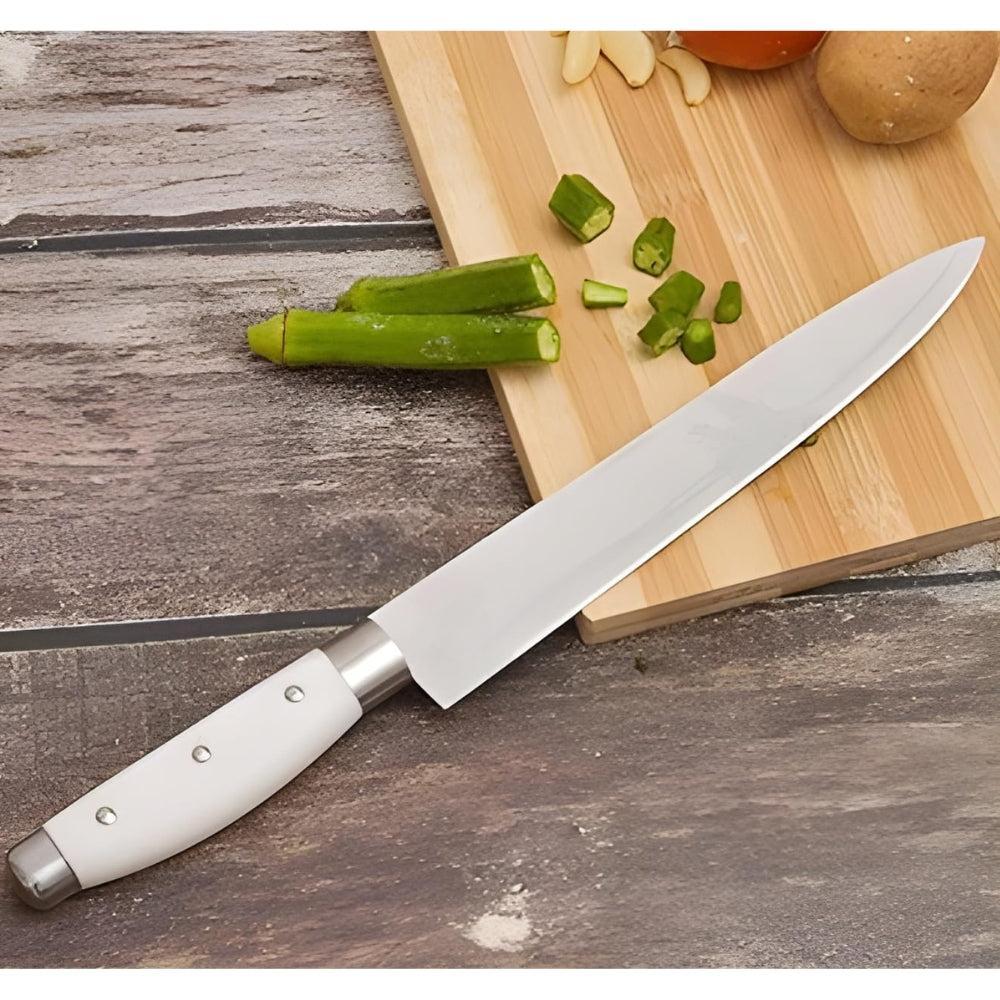 Kitchen Knife, Stainless Steel Swiss Made Vegetable Cutting and Chopping Knife, Straight Edge, 17 cm, Pearl White