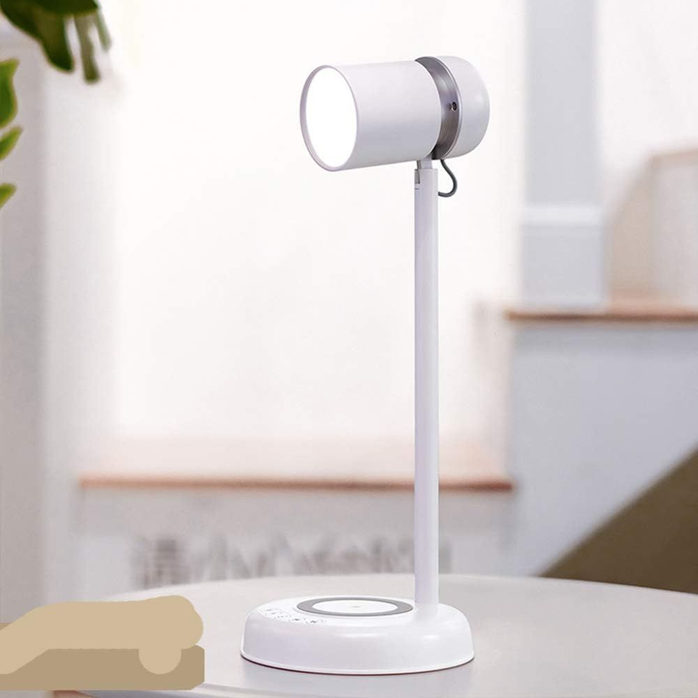 LED Bedside Table Lamp, Multifunctional Table Lamp with Wireless Bluetooth Speaker Dimmable for Bedroom, Closet, Living Room, Kids Room, Dorm, White