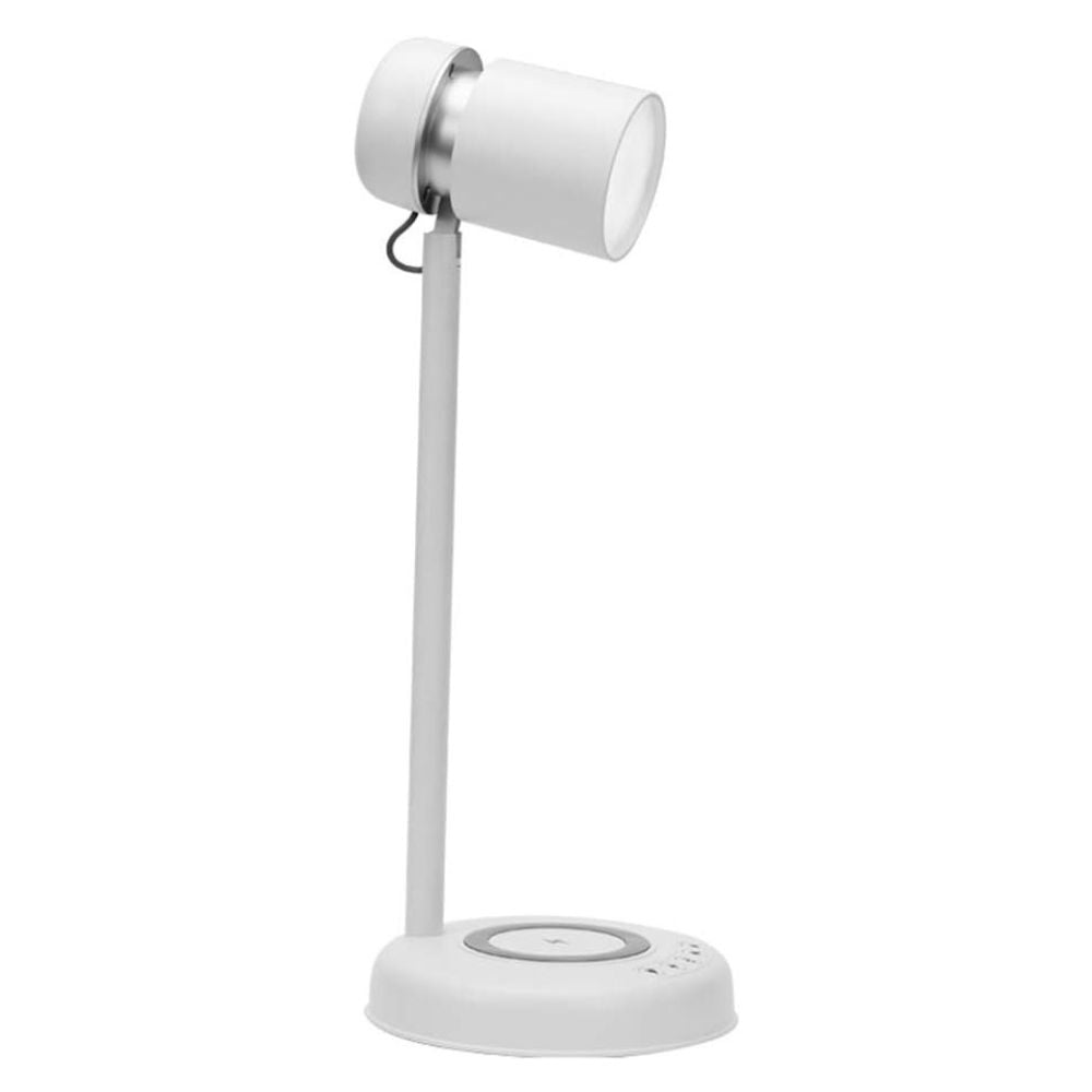 LED Bedside Table Lamp, Multifunctional Table Lamp with Wireless Bluetooth Speaker Dimmable for Bedroom, Closet, Living Room, Kids Room, Dorm, White