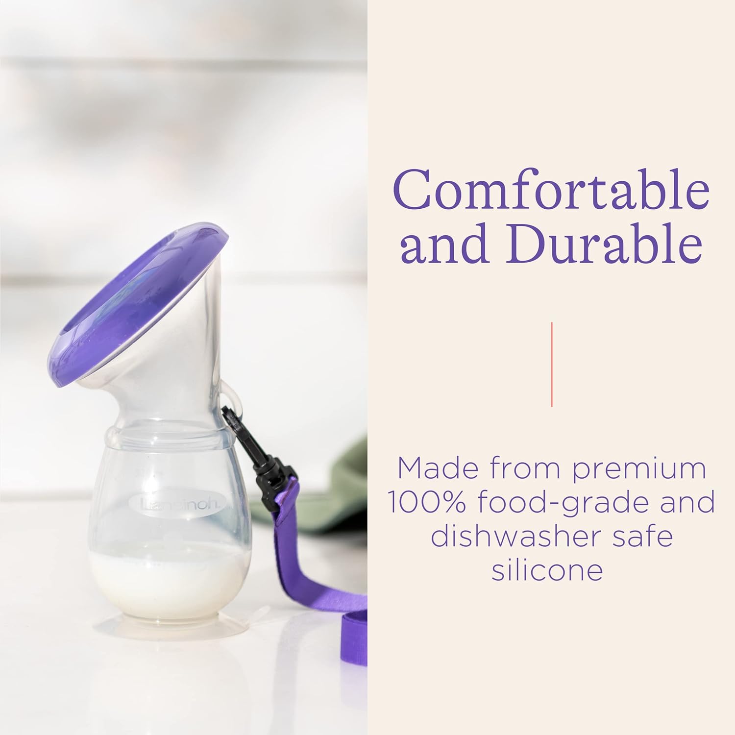 Lansinoh Silicone Breast Pump for Breastfeeding with Suction Base, 4 Ounces 1 pc