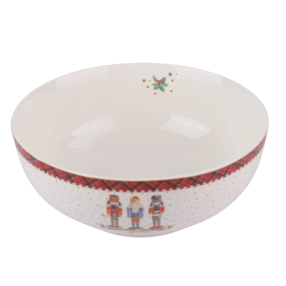Large Holiday Nutcracker Porcelain Serving Bowl 20Cm