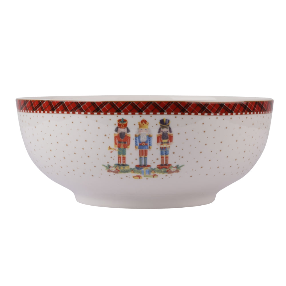 Large Holiday Nutcracker Porcelain Serving Bowl 20Cm