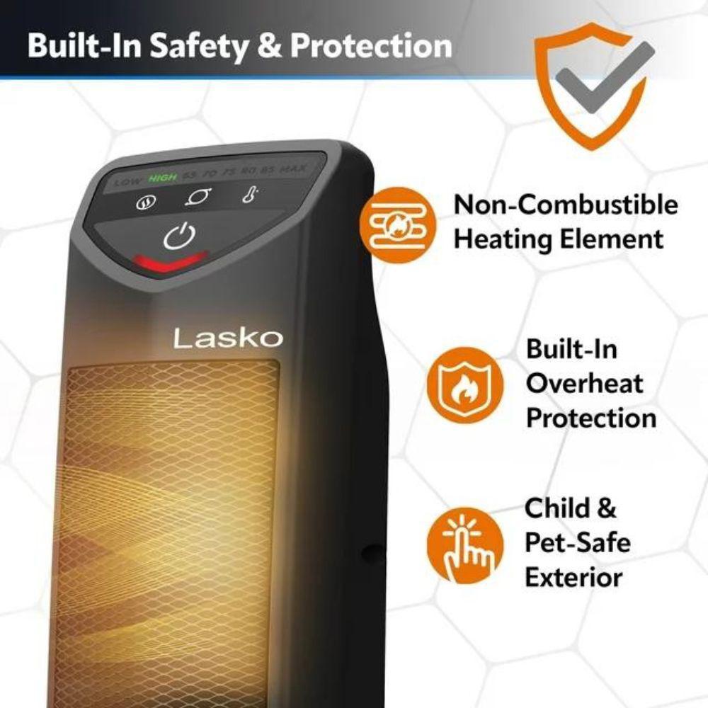 Lasko 1500W 14" Oscillating Ceramic Electric Tower Space Heater