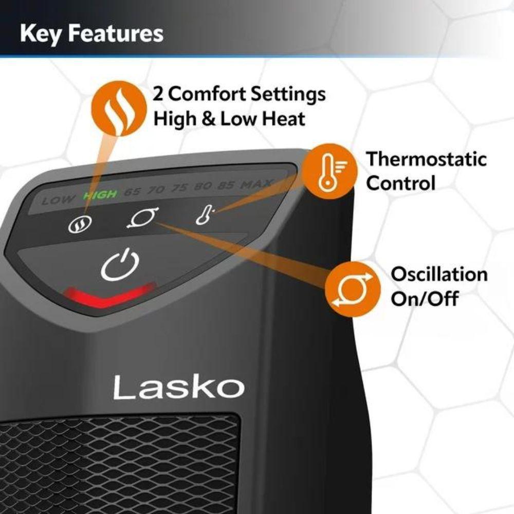Lasko 1500W 14" Oscillating Ceramic Electric Tower Space Heater