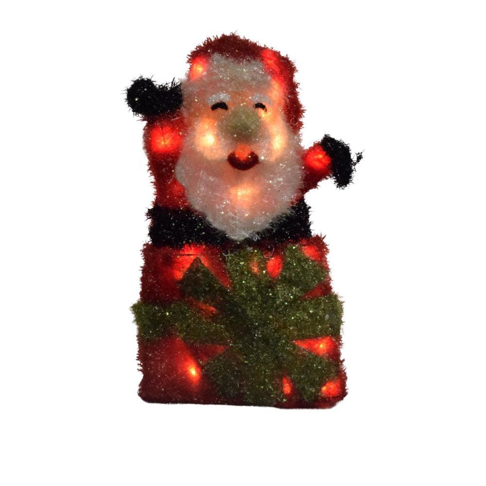 Light-Up Santa Claus with Gift Box Decoration