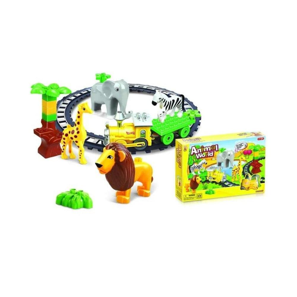 Lightahead 28 Pcs Toy Animal Kingdom Building Block Set Educational Stacking Learning Activity Kit For Kids