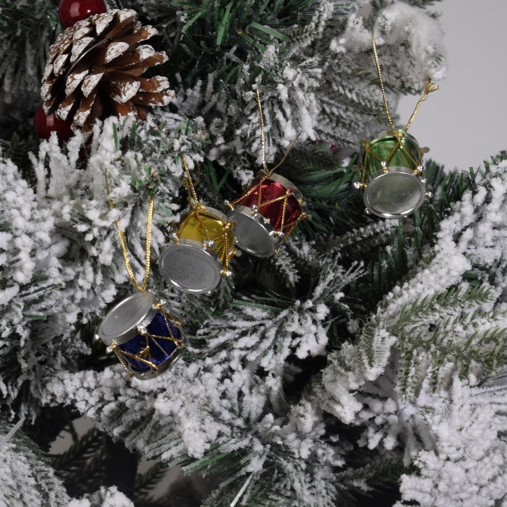 LinXi 12 pcs Colorful Glitter Mini Drum Christmas Tree Ornaments, Hanging Decoration Pendants Christmas Holiday Wedding Party Decor