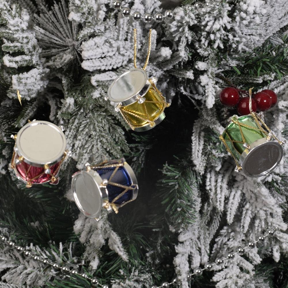 LinXi 12 pcs Colorful Glitter Mini Drum Christmas Tree Ornaments, Hanging Decoration Pendants Christmas Holiday Wedding Party Decor