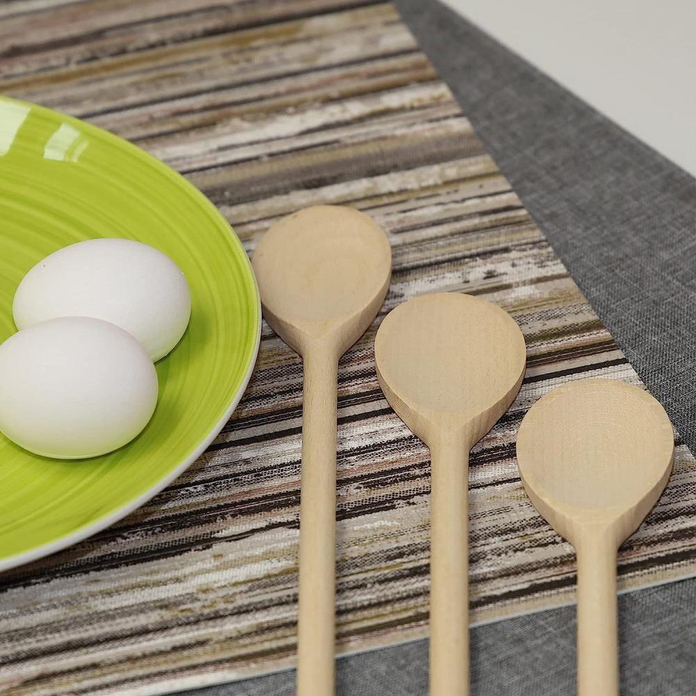 Long Wooden Spoons For Cooking - Oval Wood Mixing Spoons For Baking