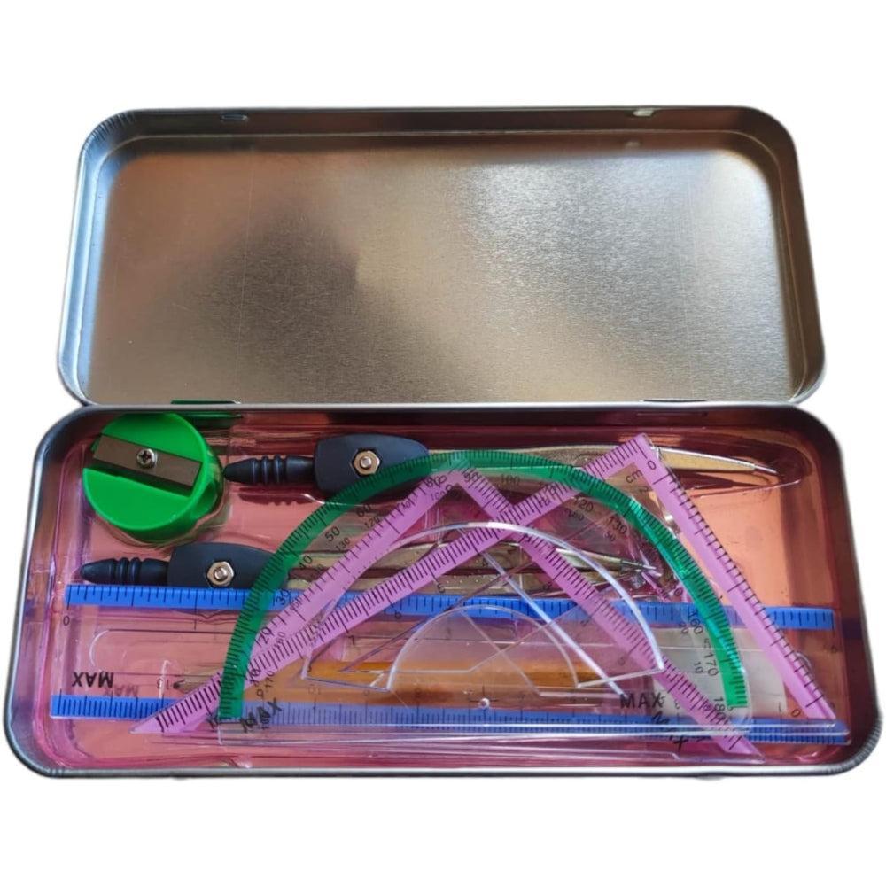 MAX 9 Pieces Math Set With 2 metal Compasses
