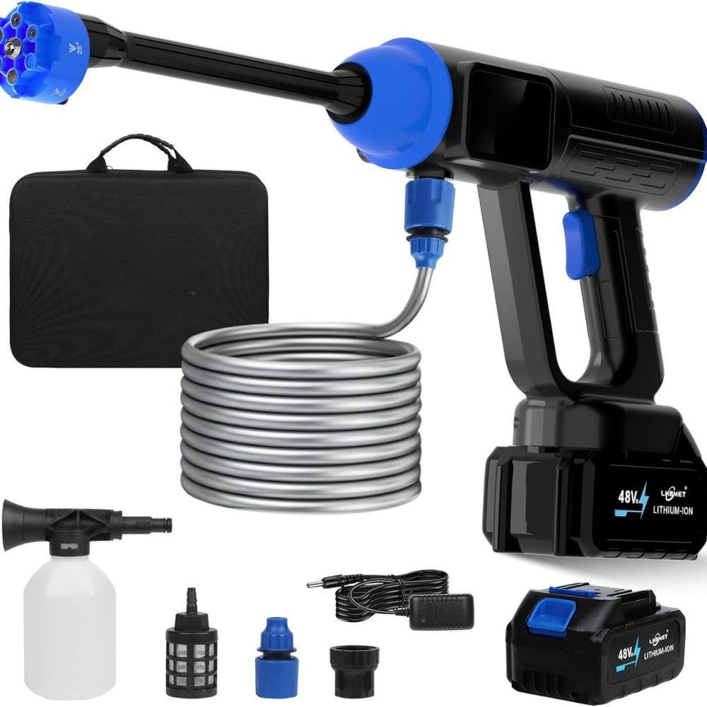 MDHL Pressure Washer, 1080PSI 1.9GPM Portable Power Washer, 30 Speed Adjustment LCD Touch Screen, Battery Capacity 5.0 Ah, 6-in-1 Sprayer Head for Cars, Fences, Floor Cleaning, Garden Watering