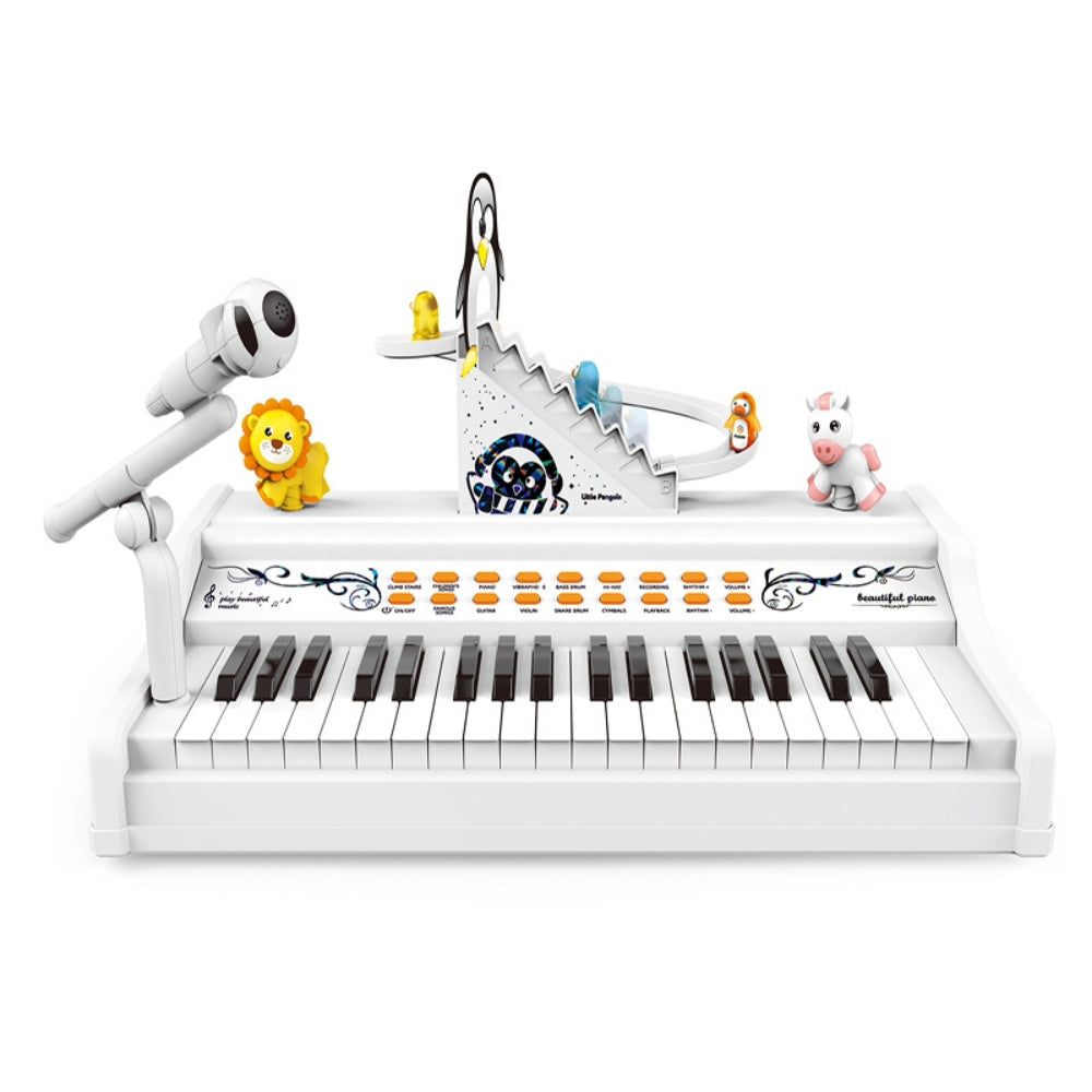 MILI Beginner Infant Electronic Piano Microphone Small Organ Toy for Baby Boys Girls PC Material Light Learning Battery Operated
