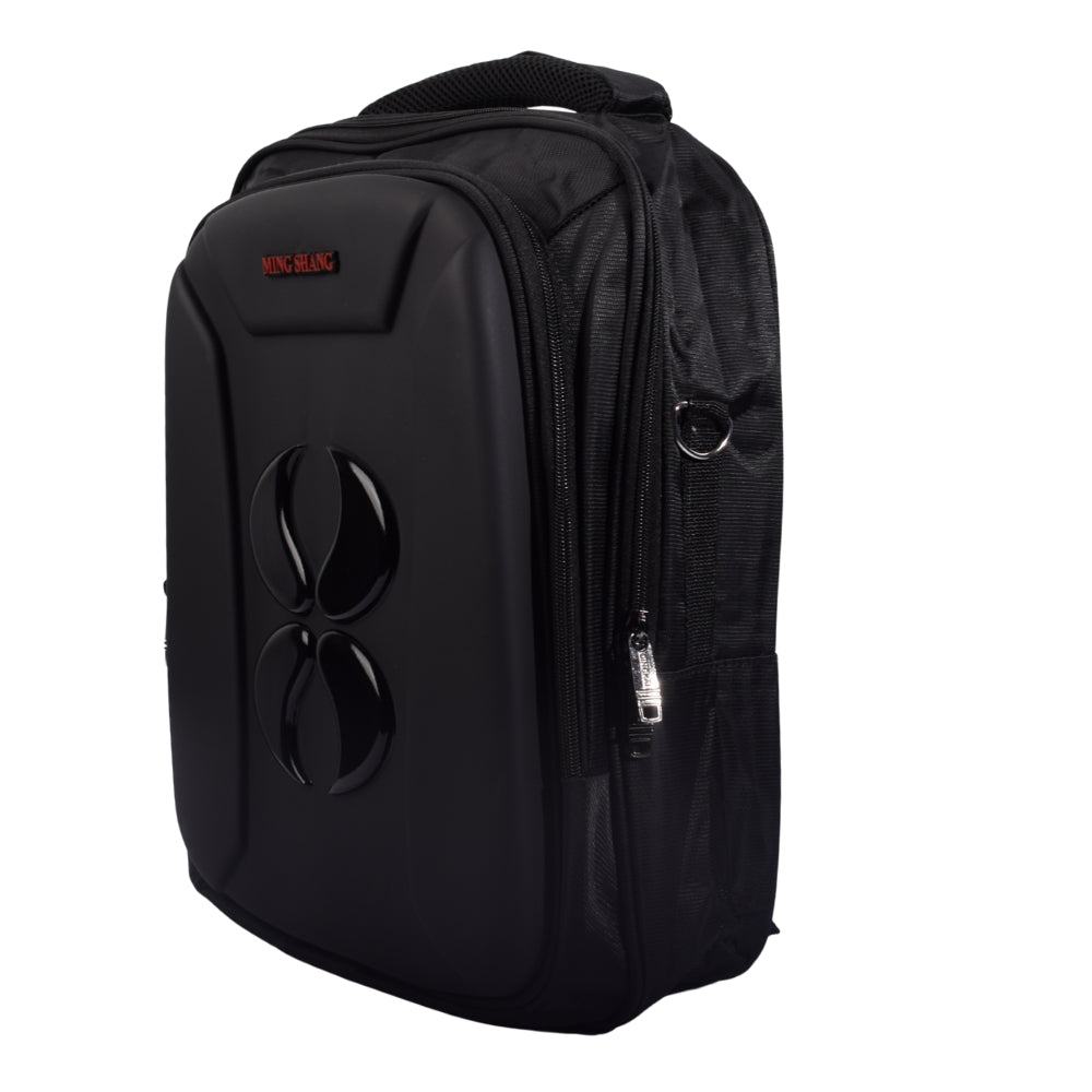 MING SHANG Black Hard-Shell Backpack with Detachable Strap
