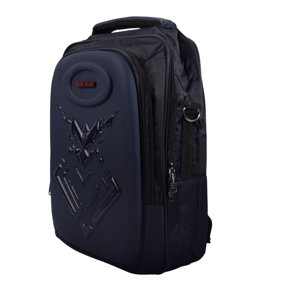 MING SHANG Black Hard-Shell Backpack with Detachable Strap